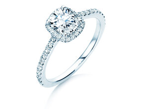 Verlobungsring Halo Cushion Pavé in 14K Weißgold mit Diamanten 1,30ct G/SI