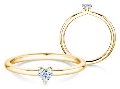 Verlobungsring Heart Clean in 18K Gelbgold mit Diamant 0,16ct G/SI