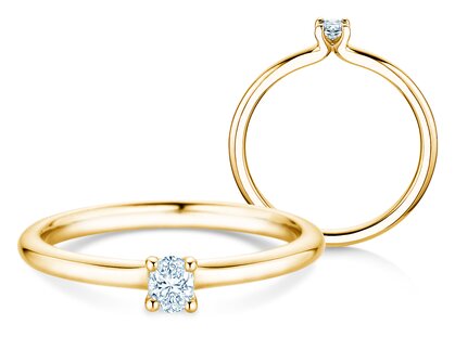 Verlobungsring Oval Clean in 14K Gelbgold mit Diamant 0,08ct G/SI