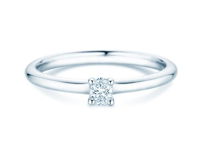 Verlobungsring Oval Clean in 14K Weißgold mit Diamant 0,08ct G/SI