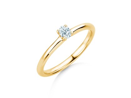 Verlobungsring Oval Clean in 14K Gelbgold mit Diamant 0,08ct G/SI