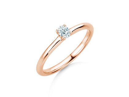Verlobungsring Oval Clean in 14K Roségold mit Diamant 0,08ct G/SI