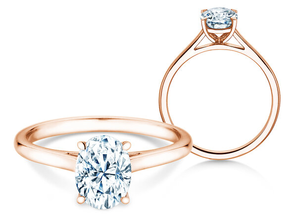 Verlobungsring Oval Cut in 18K Roségold mit Labordiamant 1,00ct E/VS