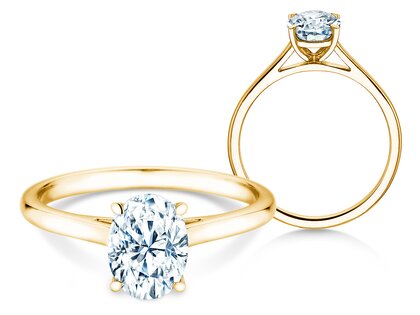Verlobungsring Oval Cut in 14K Gelbgold mit Labordiamant 0,50ct E/VS