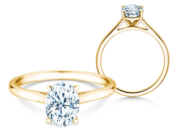 Verlobungsring Oval Cut in 14K Gelbgold mit Labordiamant 0,50ct E/VS