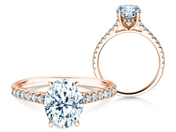 Verlobungsring Oval Hidden Halo Pavé Labordiamant