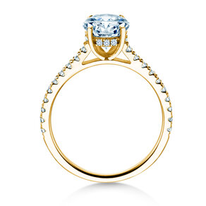 Verlobungsring Oval Hidden Halo Pavé in 9K Gelbgold mit Labordiamanten 0,50ct E/VS