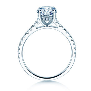 Verlobungsring Oval Hidden Halo Pavé in 14K Weißgold mit Diamanten 0,50ct G/SI