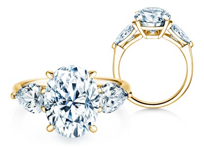 Verlobungsring Oval Pear Cut in 18K Gelbgold mit Diamanten 1,50ct G/SI