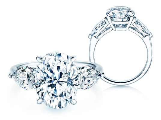 Verlobungsring Oval Pear Cut in 14K Weißgold mit Diamanten 0,82ct G/SI