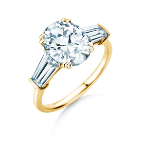 Verlobungsring Oval Tapered Baguette in 9K Gelbgold mit Labordiamanten 0,41ct E/VS