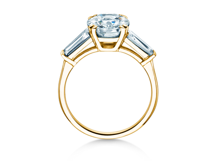 Verlobungsring Oval Tapered Baguette in 9K Gelbgold mit Labordiamanten 0,41ct E/VS