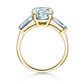 Verlobungsring Oval Tapered Baguette in 9K Gelbgold mit Labordiamanten 0,41ct E/VS