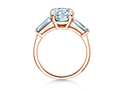 Verlobungsring Oval Tapered Baguette in 9K Roségold mit Diamanten 0,70ct G/SI