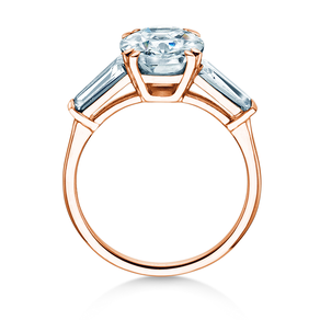 Verlobungsring Oval Tapered Baguette in 9K Roségold mit Diamanten 0,70ct G/SI