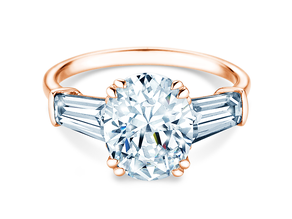 Verlobungsring Oval Tapered Baguette in 9K Roségold mit Diamanten 0,70ct G/SI