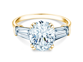 Verlobungsring Oval Tapered Baguette in 9K Gelbgold mit Labordiamanten 0,41ct E/VS