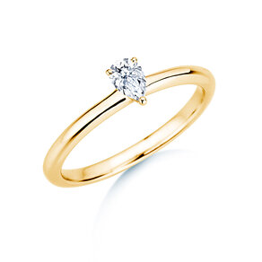 Verlobungsring Pear Clean in 9K Gelbgold mit Diamant 0,08ct G/SI