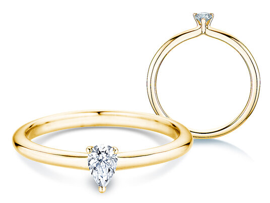 Verlobungsring Pear Clean in 9K Gelbgold mit Diamant 0,08ct G/SI