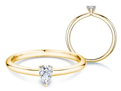 Verlobungsring Pear Clean in 9K Gelbgold mit Diamant 0,08ct G/SI