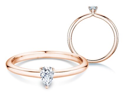 Verlobungsring Pear Clean in 14K Roségold mit Diamant 0,25ct G/SI