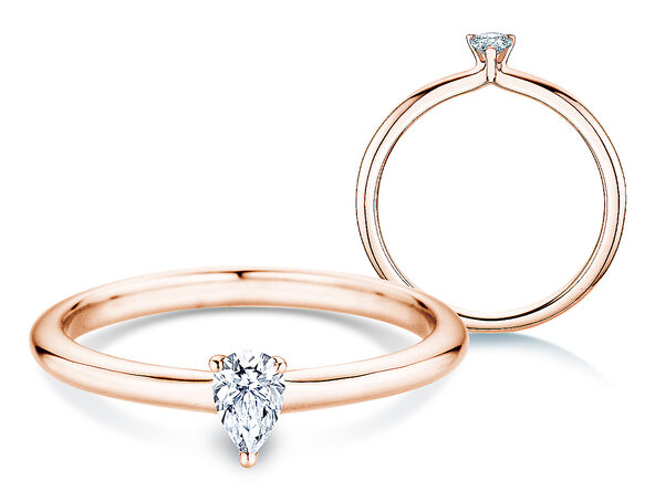 Verlobungsring Pear Clean in 14K Roségold mit Diamant 0,25ct G/SI