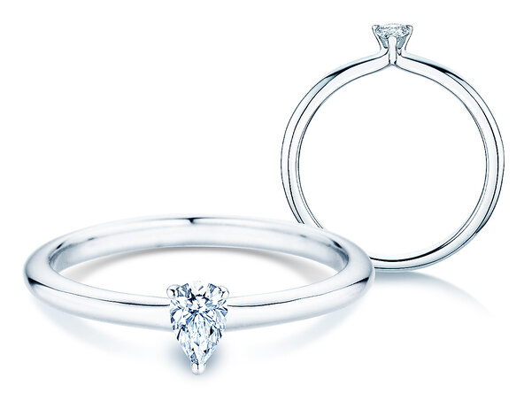 Verlobungsring Pear Clean in 9K Weißgold mit Diamant 0,08ct G/SI