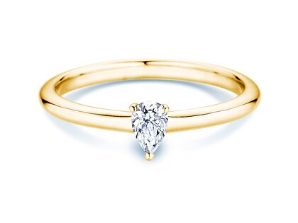 Verlobungsring Pear Clean in 9K Gelbgold mit Diamant 0,08ct G/SI