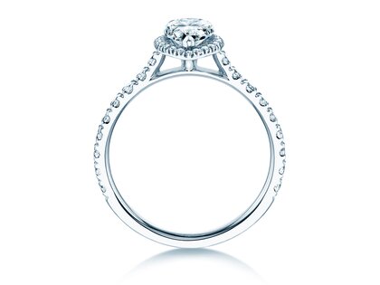 Verlobungsring Pear Halo Pavé in 9K Weißgold mit Labordiamanten 0,58ct E/VS
