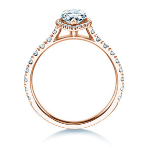 Verlobungsring Pear Halo Pavé in 9K Roségold mit Diamanten 1,46ct G/SI