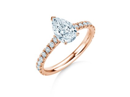 Verlobungsring Pear Pavé in 9K Roségold mit Labordiamanten 0,81ct E/VS