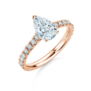 Verlobungsring Pear Pavé in 9K Roségold mit Labordiamanten 0,81ct E/VS