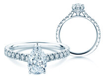 Verlobungsring Pear Pavé in 9K Weißgold mit Diamanten 0,81ct G/SI