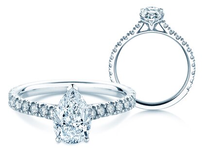 Verlobungsring Pear Pavé in 14K Weißgold mit Diamanten 0,81ct G/SI