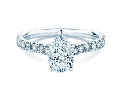 Verlobungsring Pear Pavé in 14K Weißgold mit Diamanten 0,81ct G/SI