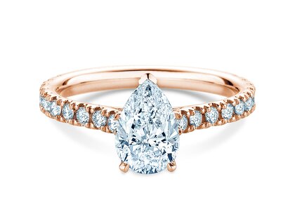 Verlobungsring Pear Pavé in 9K Roségold mit Labordiamanten 0,81ct E/VS