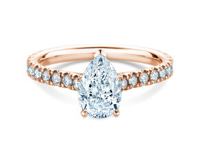 Verlobungsring Pear Pavé in 9K Roségold mit Labordiamanten 0,81ct E/VS