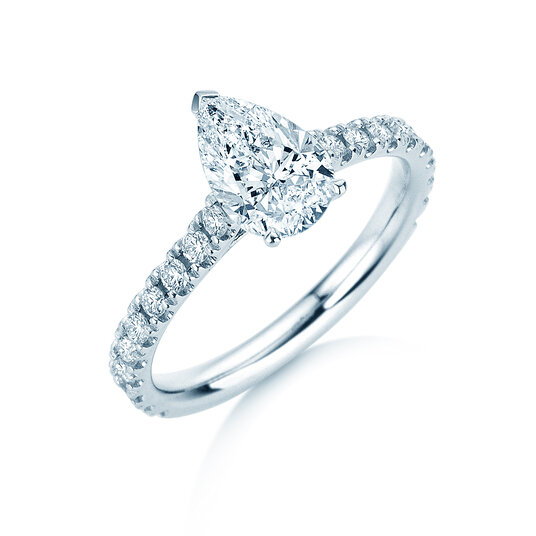 Verlobungsring Pear Pavé in 9K Weißgold mit Labordiamanten 1,11ct