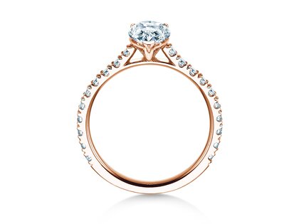 Verlobungsring Pear Pavé in 9K Roségold mit Labordiamanten 0,81ct E/VS