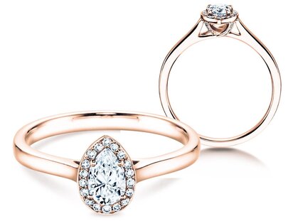 Verlobungsring Pear Shape in 14K Roségold mit Diamanten 0,50ct G/SI