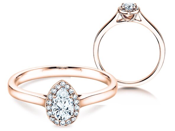 Verlobungsring Pear Shape in 14K Roségold mit Diamanten 0,50ct G/SI