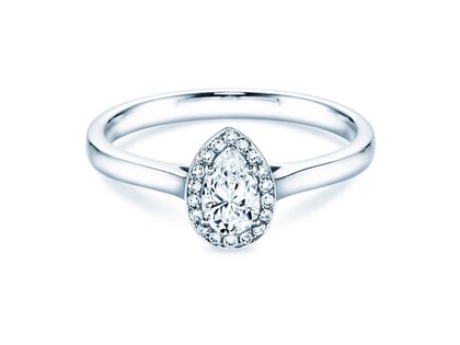 Verlobungsring Pear Shape in 9K Weißgold mit Labordiamanten 0,40ct E/VS