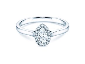 Verlobungsring Pear Shape in 9K Weißgold mit Labordiamanten 0,40ct E/VS