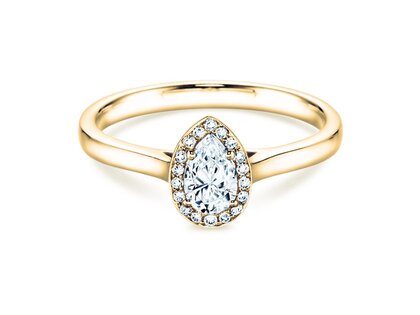 Verlobungsring Pear Shape in 9K Gelbgold mit Labordiamanten 0,40ct E/VS