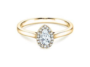 Verlobungsring Pear Shape in 9K Gelbgold mit Labordiamanten 0,40ct E/VS