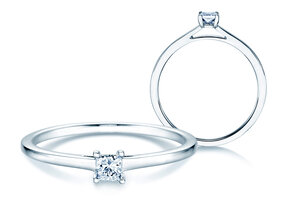 Verlobungsring Princess in 9K Weißgold mit Diamant 0,15ct G/SI