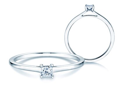 Verlobungsring Princess in Silber 925/- mit Diamant 0,15ct G/SI