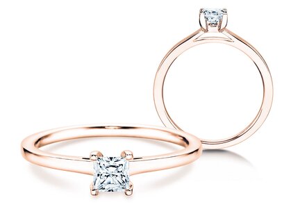 Verlobungsring Princess in 14K Roségold mit Diamant 0,15ct G/SI