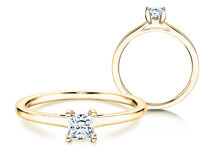 Verlobungsring Princess in 9K Gelbgold mit Diamant 0,15ct G/SI