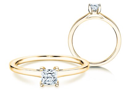 Verlobungsring Princess in 14K Gelbgold mit Diamant 0,15ct G/SI